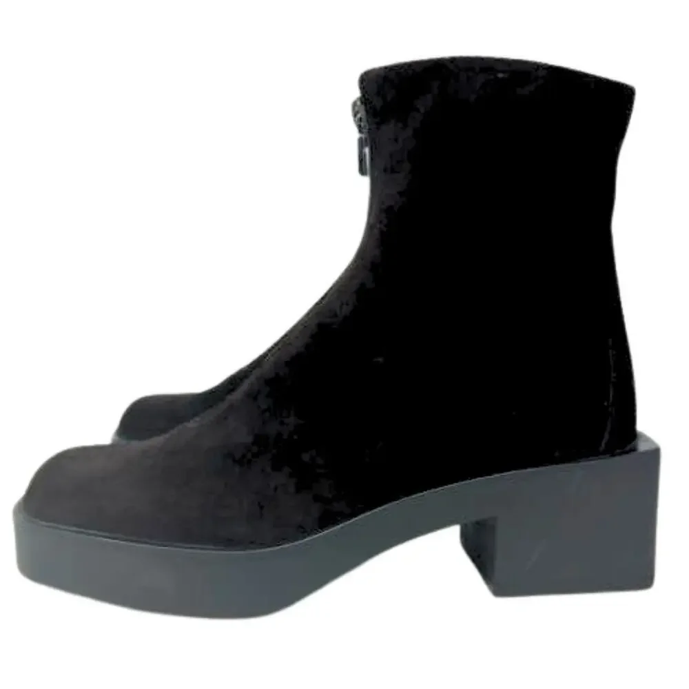 Fendi Boots FF Logo Chunky Platform Zucca Brown Monogram Ankle‎ Chelsea Shoes 7